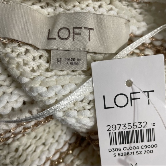 LOFT open cardigan cream and gold NWT medium - Picture 7 of 8